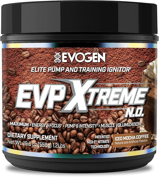 Evogen EVP Xtreme NO - Pre Workout Powder for Men & Women | Sugar Free Preworkout with Beta Alanine, Creatine, and Caffeine for Energy & Pump | Iced Mocha Coffee | 40 Servings