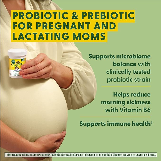 MegaFood Baby & Me 2 Prenatal Probiotic - Vegetarian Pregnancy Prebiotics and Probiotics for Women, Digestive Health & Immune Support with Vitamin B6 for Morning Sickness Relief - 30 Capsules