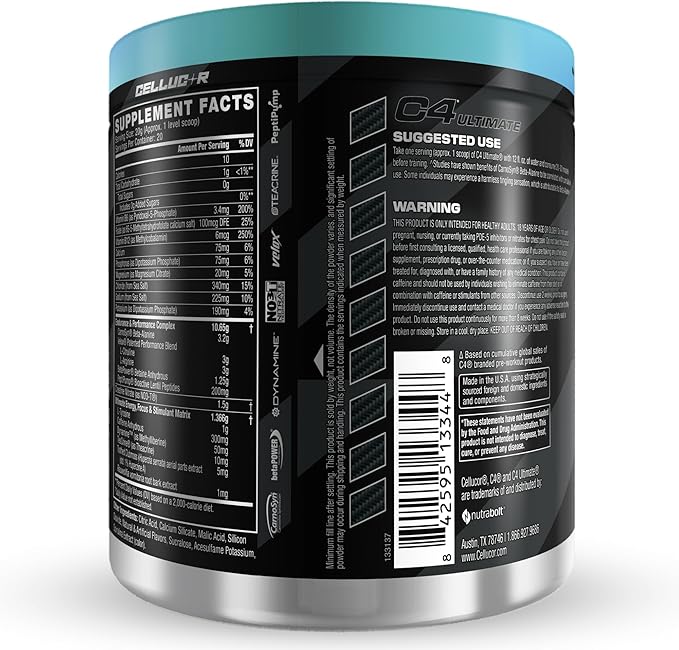 Cellucor C4 Ultimate Pre Workout Powder - Sugar Free Preworkout Energy Supplement for Men & Women - 300mg Caffeine + TeaCrine + Dynamine + Creatine - Freedom Bombsicle, 20 Servings