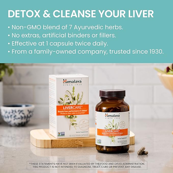 Himalaya LiverCare Herbal Supplement, Liver Cleanse Formula, Liver Support, Bile Production, Eliminates Waste, Cleansing, Vegan, Non-GMO, Herbal Blend Formula, 375 mg, 90 Capsules, 45 Day Supply