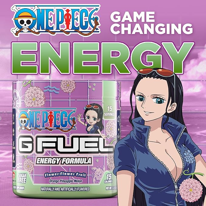 G Fuel ONE Piece Flower-Flower Energy Drink Powder, Pre Workout Caffeine Powder, Energy Powder Drink Mix for Gaming, Sugar Free Focus Amino + Antioxidants, 3.7oz (Orange Pineapple Melon, 15 Servings)
