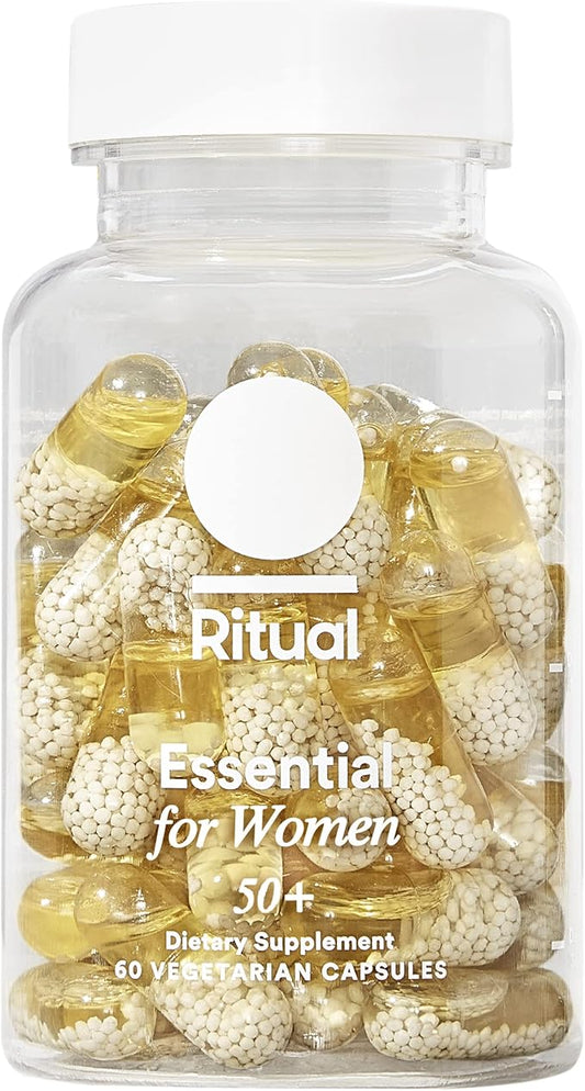 Ritual Multivitamin for Women 50+, Menopause Supplements with Vitamin D3, K2 and Magnesium for Bone Support*, Omega-3 DHA, Vitamin B12, Non-GMO, Mint Essenced, 30 Day Supply, 60 Vegan Capsules