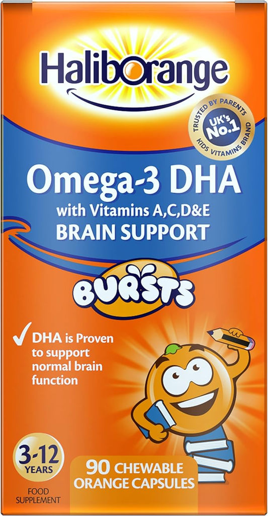 Haliborange Kids Omega-3 with Vitamins 90 Orange Chewable Fruit Burst Capsules