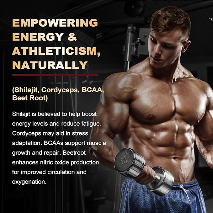 10,000mg Shilajit Gummies for Men & Women, Shilajit Pure Himalayan with Organic Beet Root, BCAA, Cordyceps Mushroom, Black Seed Oil & Vitamin B12, Energy, Muscle, Immune & Brain Health Support, 2-Pack