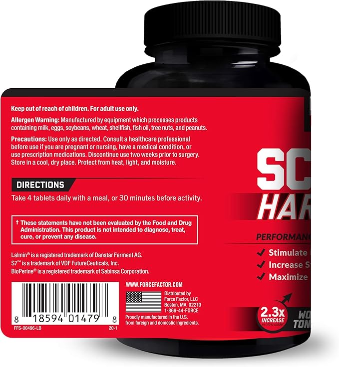 Force Factor SCORE!, 2-Pack, Hardcore Nitric Oxide Booster Supplement for Men with L-Citrulline, Yohimbe, Black Maca & B Vitamins to Increase Stamina, Maximize Physical Performance, 240 Tablets