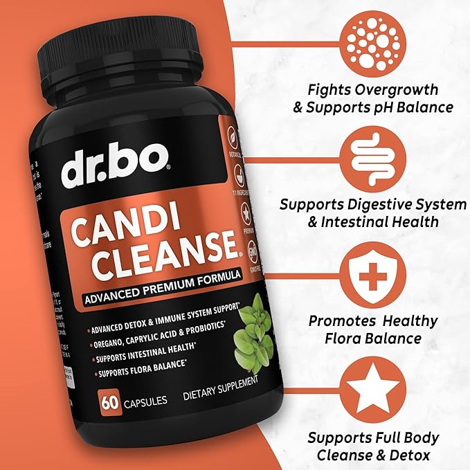 Candi Cleanse Support Supplement Pills - Anti Overgrowth Supplements for Women & Men - Extra Strength Balance Control Probiotic Complex Cleanser - Natural Oral Herbal Oregano & Caprylic Acid Capsules