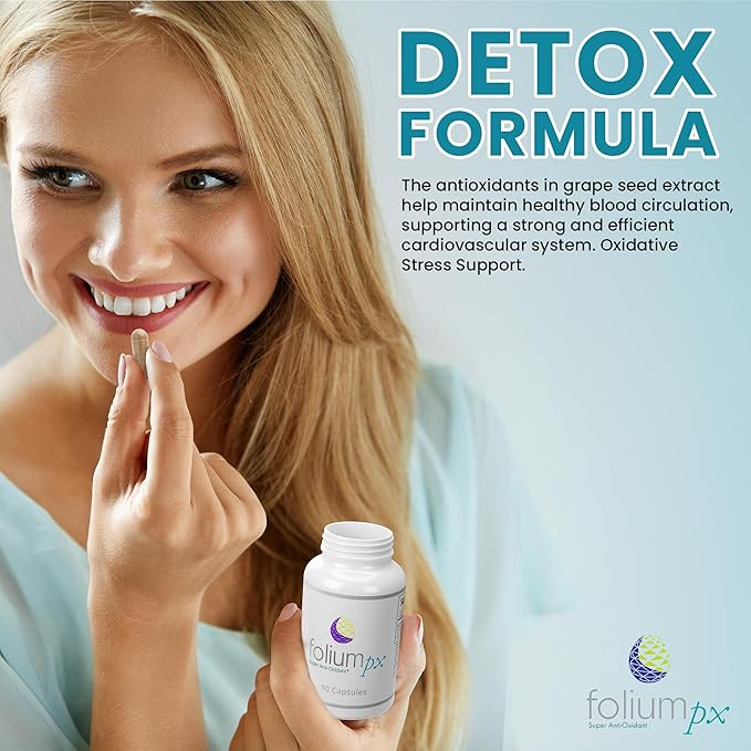 Folium pX Pure Pine Tree Parts/Grape Seed Extract: Nature's Powerhouse Support for Full Body Cleanse and Metal Detox