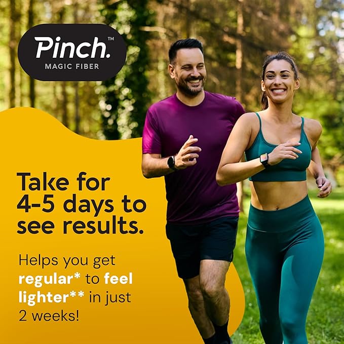 Pinch Magic Fiber | Prebiotic Fiber Supplement for Women & Men | Psyllium Husk Powder for Digestive & Gut Health Support | Keto, Vegan, Low Sugar Fiber Powder | USA-Made | Lemon Ginger, 28-Day Supply
