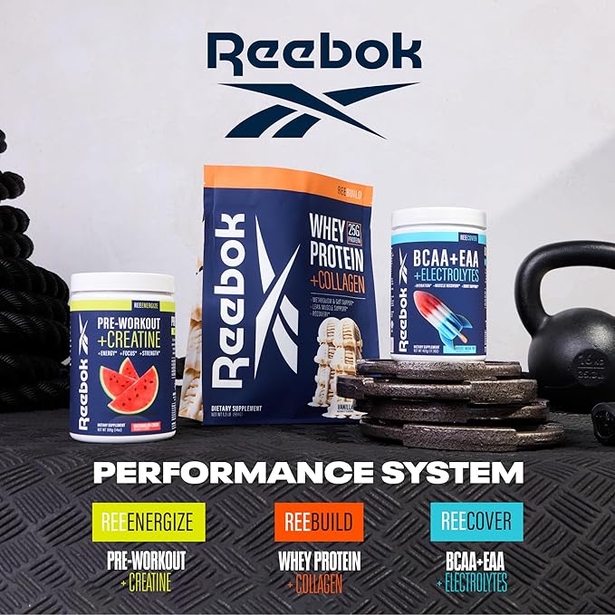 Reebok ReeBuild Whey Protein + Collagen | 25g Protein, 9 Essential Amino Acids | Muscle Growth, Joint Health, Gut Support | Post Workout Recovery Powder | Chocolate Fudge