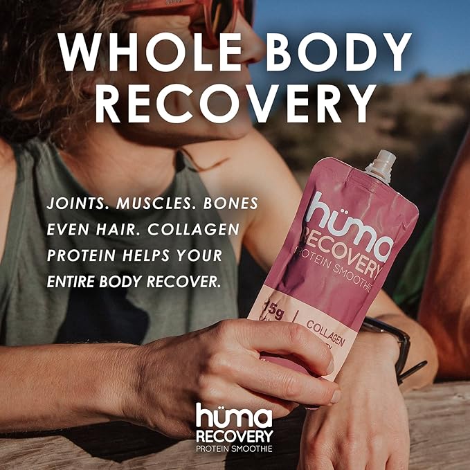 Huma Recovery Protein Smoothie, 6 Pouches – 15g Collagen + Whey Post Workout Recovery Drink – Ready-to-Drink Protein Shake with Real Fruit, Electrolytes, Healthy Fats