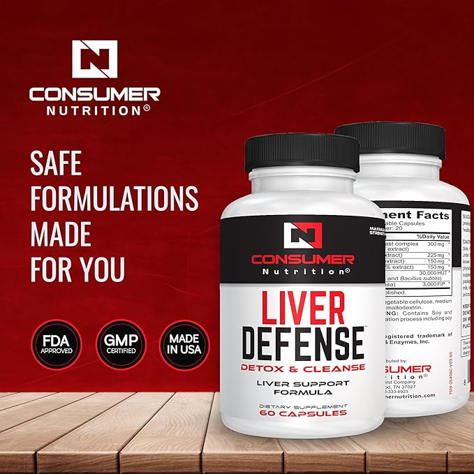 Liver Support Supplement - Liver Defense Liver Cleanse Detox - Made with Solarplast, Artichoke Leaf, Milk Thistle Seed, & More - for Metabolism & Immune Response 60 Capsules