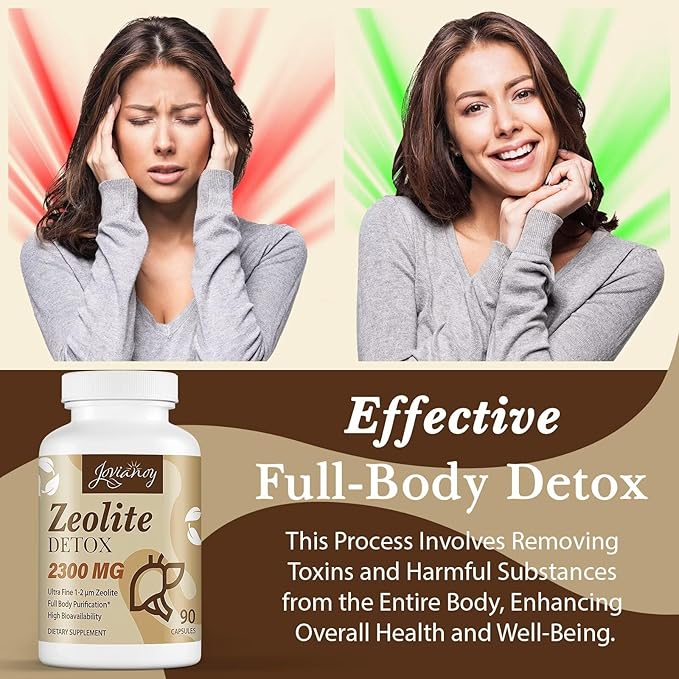 2300 MG Zeolite Detox Capsules, Organic Activated Charcoal, Bentonite Clay, 1-2 µm Clinoptilolite, Maximum Absorption, Gut Liver Detox Cleanse Full Body for Women Men, 270 Capsules