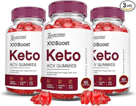 (3 Pack) X10 Boost Keto ACV Gummies Advanced Formula 1000MG X 10 Boost Keto Gummies Apple Cider Vinegar Boost Formulated with Pomegranate Beet Juice Powder B12 Vegan Non GMO 180 Gummys