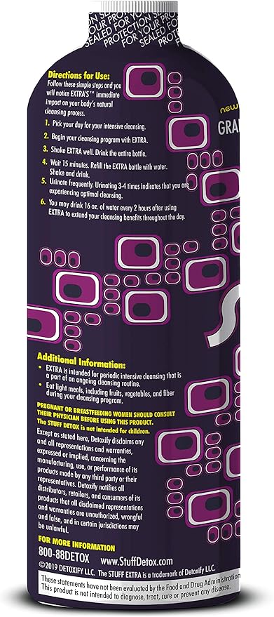 Detoxify – The Stuff Extra – Grape Flavor – 20 oz – Professionally Formulated Intense Herbal Cleanse – Enhances Your Body’s Natural Cleansing Processes – Plus Sticker