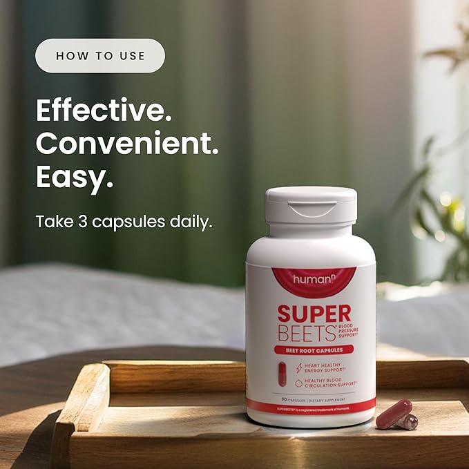 humanN SuperBeets Beet Root Capsules Quick Release 1000mg, Helps Support Nitric Oxide Production, Blood Pressure, Heart Health, Contains Beet Root Powder, Studied Antioxidants 90 Count Non-GMO Powder