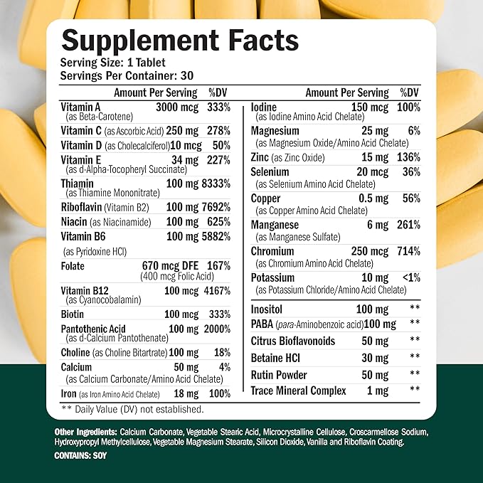 Multivitamin for Men - Daily Mens Multivitamins & Multiminerals with Vitamin A, C, D, E, B12, Zinc & Iron. Essential Vitamins for Men - Mens Vitamins for Energy, Focus, and Mens Health. 30 Tablets