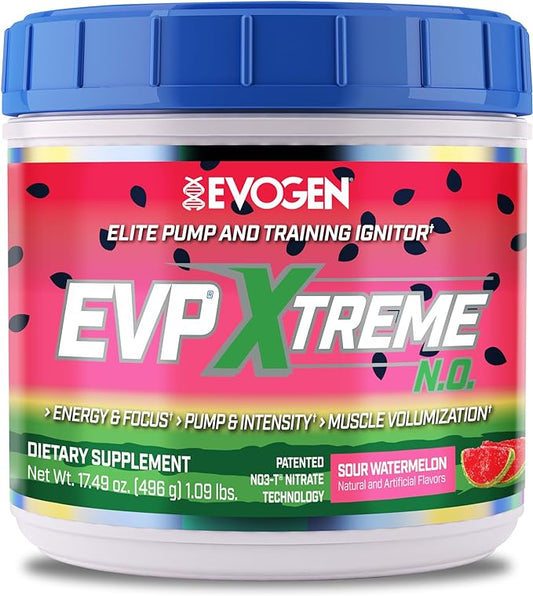 Evogen EVP Xtreme NO - Pre Workout Powder for Men & Women | Sugar Free Preworkout with Beta Alanine, Creatine, and Caffeine for Energy & Pump | Sour Watermelon | 40 Servings