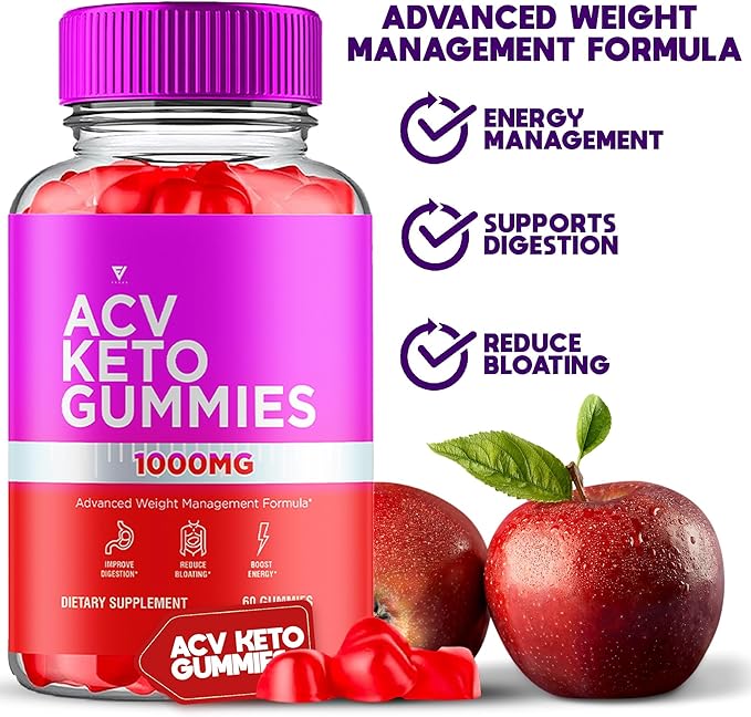 ACV Keto Gummies Advanced Weight Management Formula, ACV Keto Gummy + 1000mg Apple Cider Vinegar Detox Cleanse Support Supplement Women Men, Keto ACV Plus Vitamin B6 and B12 Gummies (60 Gummies)