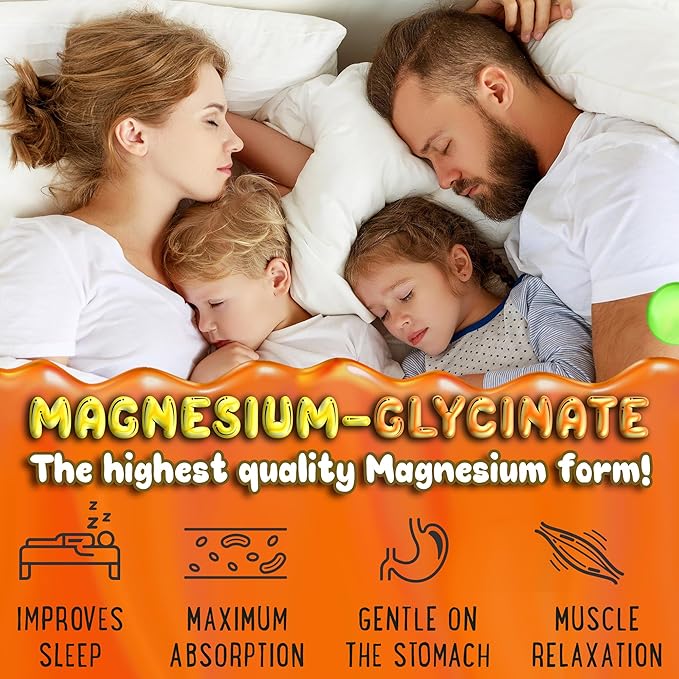 Magnesium Glycinate Gummies 400mg - Magnesium for Sleep, Calm, Relax & Muscle Relief with B6 & D3 and No Melatonin - Family-Friendly for Kids, Teens & Adults - Vegan & Non-GMO Supplement - 120 Count