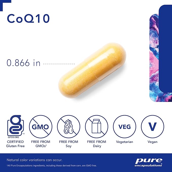 Pure Encapsulations CoQ10 120 mg - Coenzyme Q10 Supplement for Heart Health, Energy, Antioxidants, Brain & Memory Health - Cellular Health, Cognition & Cardiovascular Support* - 120 Capsules