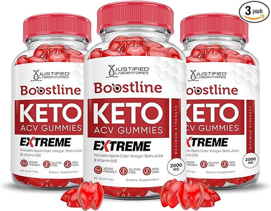(3 Pack) Boostline Keto ACV Gummies Extreme 2000MG Boost Line Keto Gummies Apple Cider Vinegar Formulated with Pomegranate Beet Juice Powder B12 Vegan Non GMO 180 Gummys