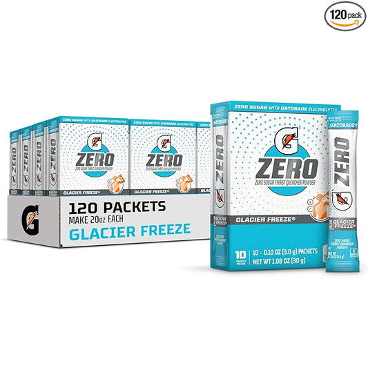 Gatorade G Zero Powder, Glacier Freeze, 0.10 oz Packets (120 Pack)