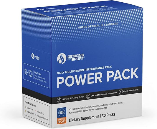 Vitamin Packs - NSF Certified for Sport Power Pack with Daily Multivitamin, Fish Oil Omega-3, Magnesium Glycinate & Vitamin D3 + K - Professional Workout Supplements (30 Packets)