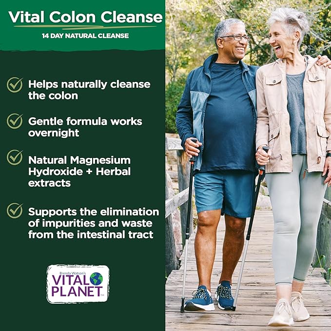 Vital Planet – Vital Colon Cleanse 14-Day Colon Cleanser and Detox with Magnesium Hydroxide, Slippery Elm, and Aloe for Digestive Health Support, Occasional Constipation, and Bloating 28 Capsules