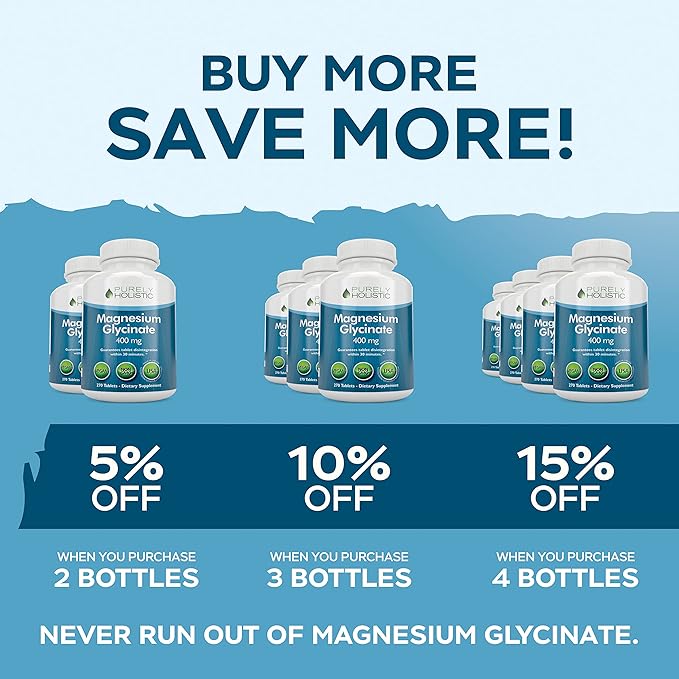Magnesium Glycinate 400mg - 270 Magnesium Tablets (not Capsules) - 400 mg Elemental Magnesium - Highly Bioavailable - Vegan and Vegetarian - for Improved Sleep, Stress Relief & Cramp Defense