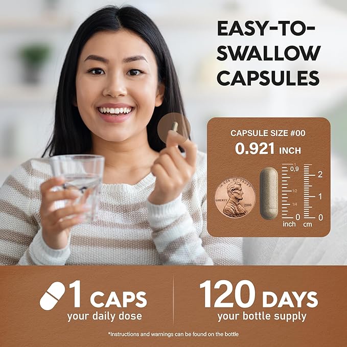 Ceylon Cinnamon Capsules - Extra Strength - Energy, Heart & Metabolism Support - for Men & Women - Pure Natural Extract 20:1 Supplement - Made in USA - GMO & Gluten Free, 120 Capsules, 4 Month Supply