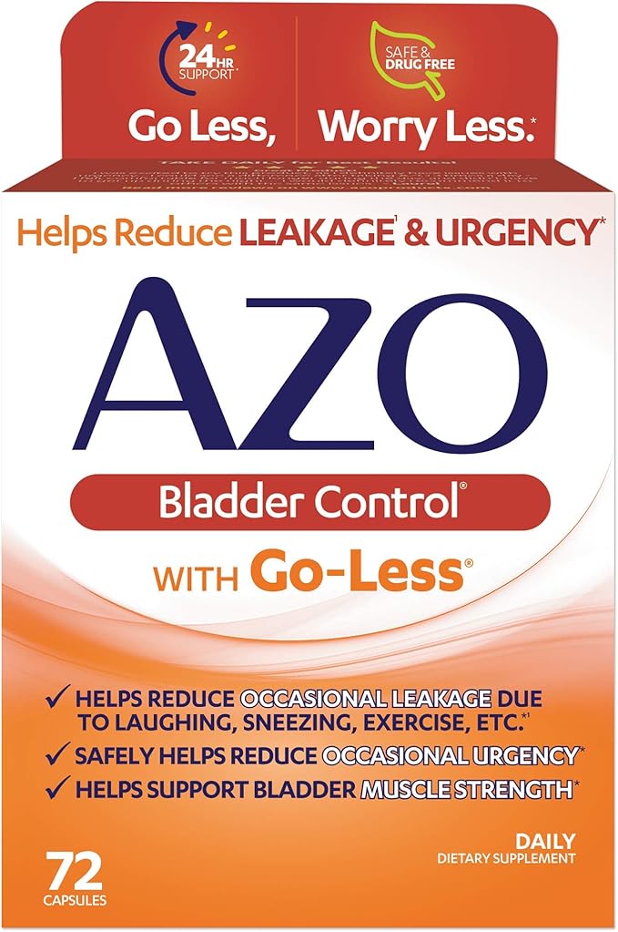AZO Bladder Control with Go-Less Daily Supplement | Helps Reduce Occasional Urgency, leakage due to laughing, sneezing and exercise††† | 72 Capsules