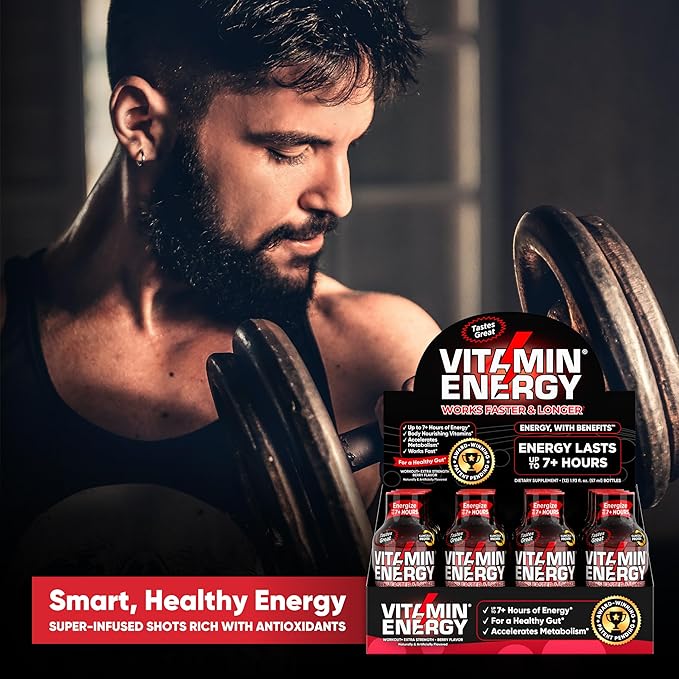 Pre Workout Vitamin Energy Drink - Keto Friendly Sugar Free Shots | Natural Clean Green Tea Caffeine with Proprietary Endurance Blend | Energize up to 7+ Hours - Berry - 1.93 Fl Oz (Pack of 48)