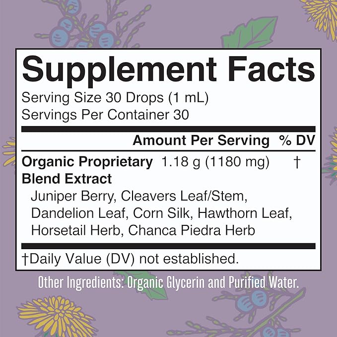 MaryRuth Organics Herbal Supplement Drops | Support Renal & Urinary Systems | Juniper Berry | Cleavers | Dandelion | Hawthorn | Horsetail & Chanca Piedra | Vegan | Non-GMO | 1 Fl Oz