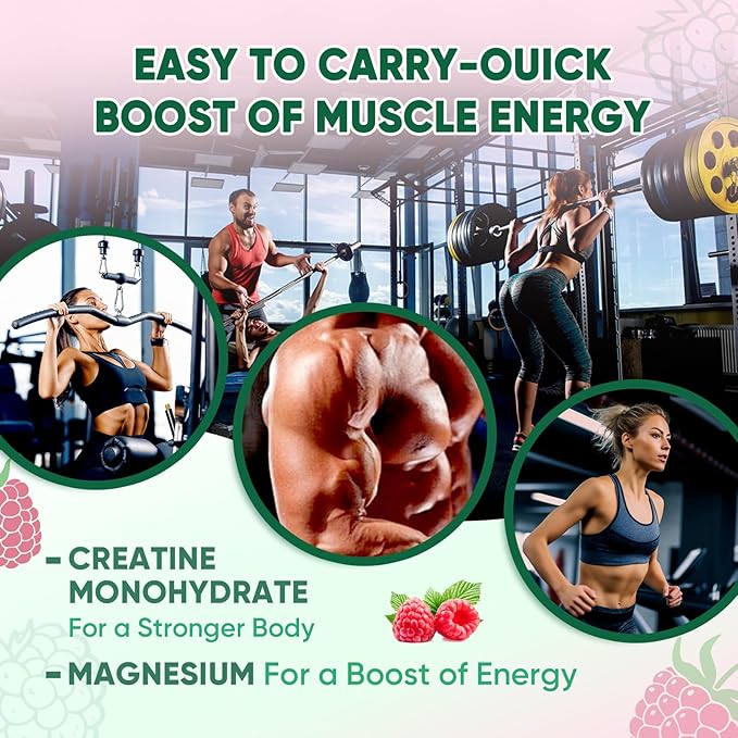 Creatine Monohydrate Gummies for Men & Women-5g of Creatine Monohydrate per Serving - Sugar Free,Vegan, Raspberry Flavor, 120 Count