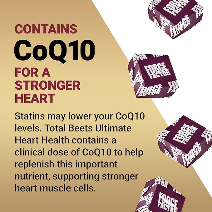 FORCE FACTOR Total Beets Ultimate Heart Health Blood Pressure Support Chews with CoQ10, Beet Root Powder, Grape Seed Extract, Blood Pressure Supplement for Circulation & Blood Flow, 60 Soft Chews