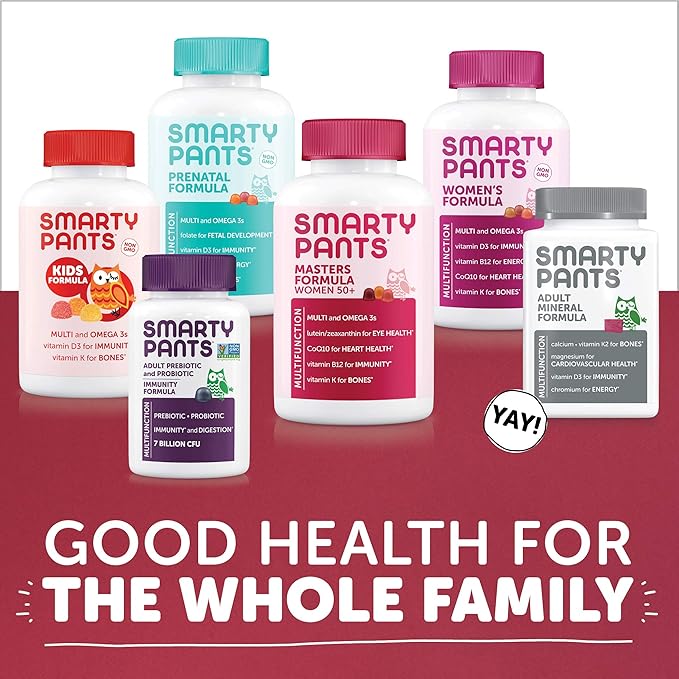 SmartyPants Gummy Multivitamin for Women 50 and Over: Omega 3 Fish Oil (EPA/DHA), Methylfolate, CoQ10, Vitamin D3, C, Vitamin B12, B6, Vitamin A, K & Zinc, Gluten Free, 120 Count (30 Day Supply)