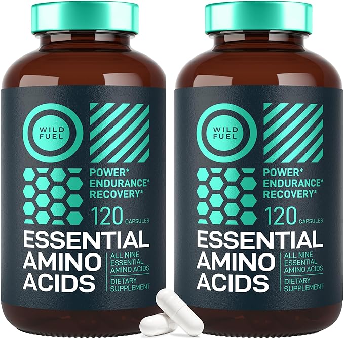 Essential Amino Acids Supplement For Women And Men - All 9 BCAAs Amino Acid Complex for Power and Recovery - EAA Perfect Amino Energy: Lysine, Tryptophan, Isoleucine - 2 Pack 240 Vegan BCAA Capsules