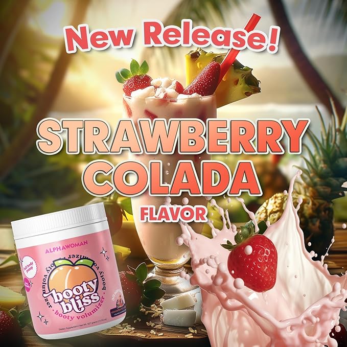 • Creatine for Women • Pre Workout Women • Booty Builder • Keto Friendly • Collagen • Pump It Up for The Perfect Peach • 30 SRV - Strawberry Colada Flavor (Strawberry Colada)