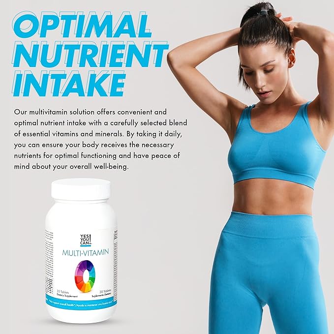 Yes You Can! Daily Multivitamins for Men and Women - Helps Assist Overall Health & Well-Being, Contains Antioxidants, Rich in Vitamin A, B, C & E - Daily Vitamins - 30 Tablets - 1 Pack