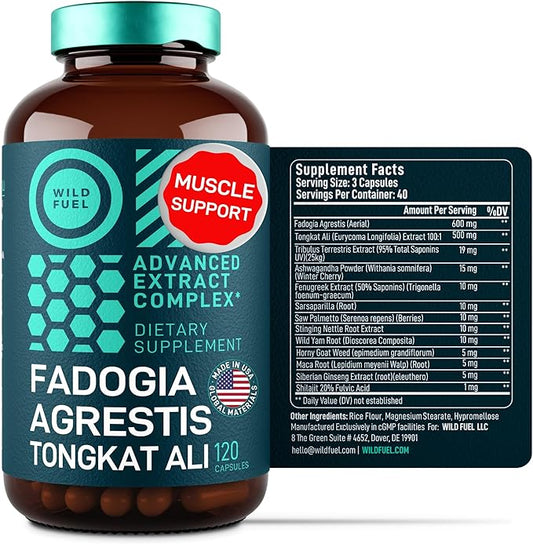 Fadogia Agrestis and Tongkat Ali Supplement - Fadogia Agrestis 600mg, 500mg Tongkat Ali Muscle and Strength Support - Longjack Tongkat Ali for Men plus Ashwagandha Maca Fenugreek Complex - 120 Caps