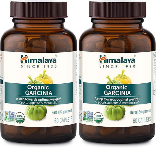 Himalaya Organic Garcinia Cambogia Herbal Supplement, Appetite Control, Lipid Metabolism, Weight Support, USDA Organic, Non-GMO, Vegan, 600 mg, 60 Plant-Based Caplets, 2 Pack