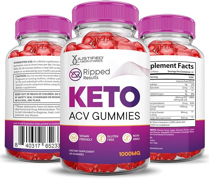 (10 Pack) Ripped Results Keto ACV Gummies Advanced Formula 1000MG Ripped Results Keto Gummies Apple Cider Vinegar Formulated with Pomegranate Beet Juice Powder B12 Vegan Non GMO 600 Gummys