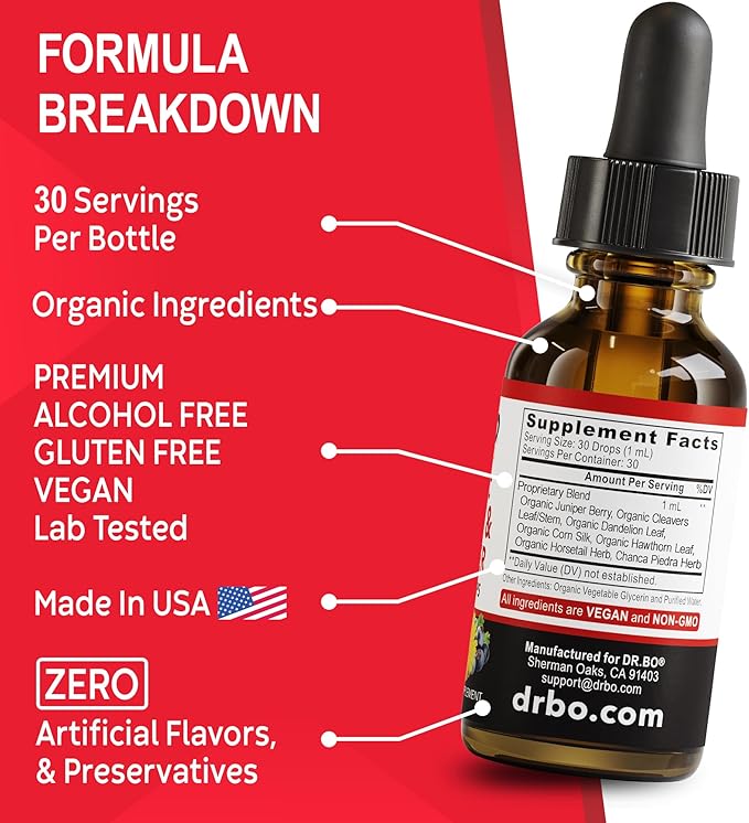 Kidney Support Supplement Bladder Health - Organic Kidney Bladder Supplements Drops Juniper Berry Cleavers Dandelion - Renal Kidney Cleanse Detox Urinary Tract Herbal Bladder Support Flush Kidneys 1oz