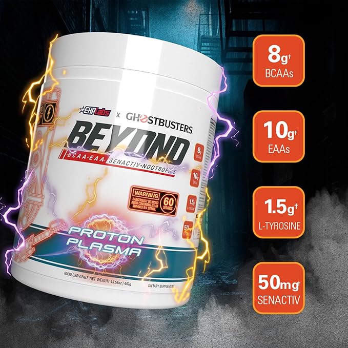EHP Labs x Ghostbusters Beyond BCAA Powder Amino Acids Supplement for Muscle Recovery - Sugar Free BCAAs Amino Acids Post Workout Recovery Powder & EAA Amino Acids Powder - 60 Servings (Proton Plasma)