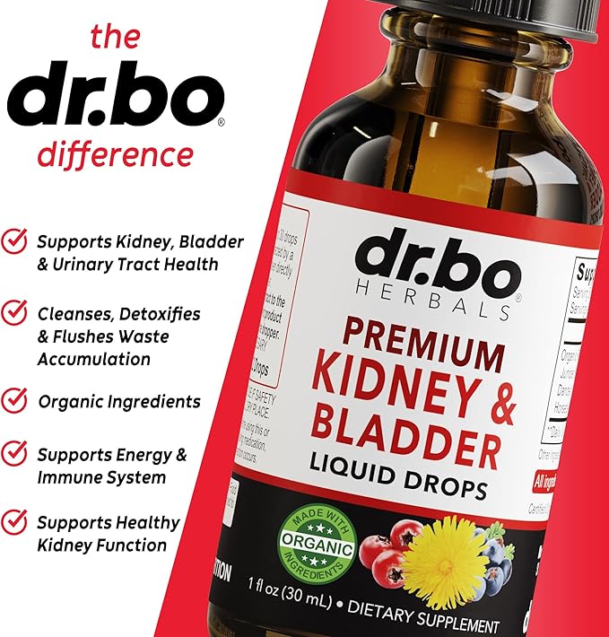 Kidney Support Supplement Bladder Health - Organic Kidney Bladder Supplements Drops Juniper Berry Cleavers Dandelion - Renal Kidney Cleanse Detox Urinary Tract Herbal Bladder Support Flush Kidneys 1oz