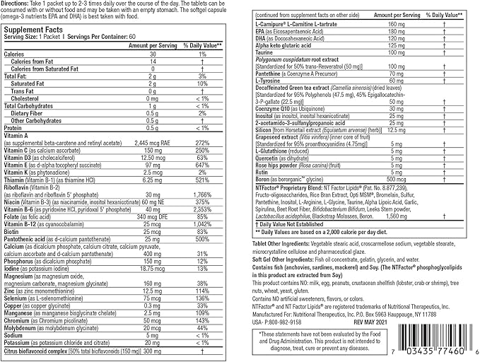 Vitamin and Mineral Propax Gold With NTFactor® - Natural Energy Booster For Chronic Fatigue - Multi-vitamin and Multi-mineral Supplement With Amino Acids, Antioxidants & Fatty Acids And More - 60 Pack