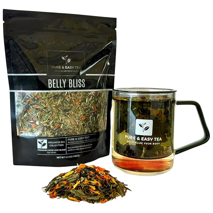 Pure And Easy Tea, Belly Bliss, Cleanse & Detox Tea, Supports Healthy Weight, Helps Reduce Bloating, 30 Day Supply, 100g/3.5oz