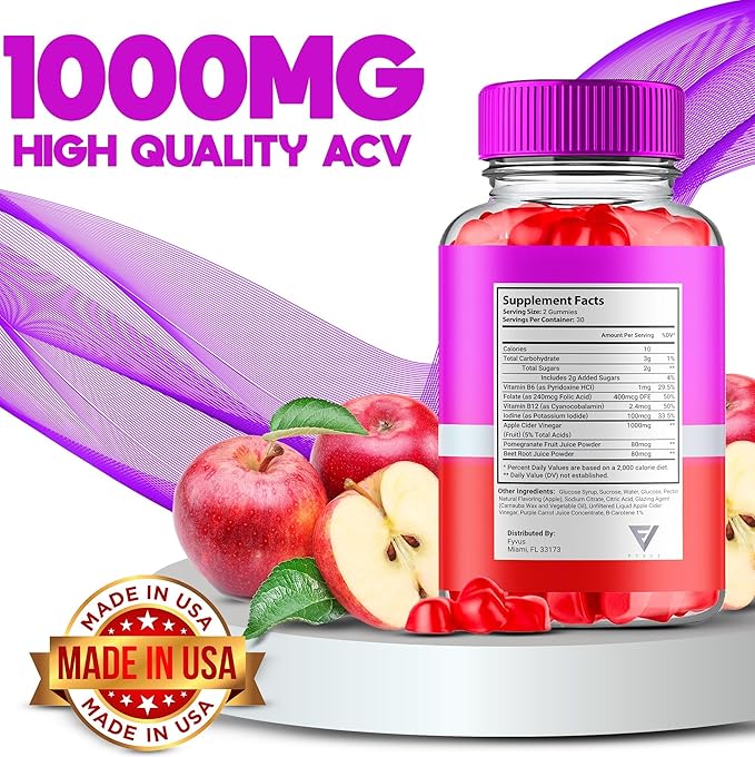 ACV Keto Gummies Advanced Weight Management Formula, ACV Keto Gummy + 1000mg Apple Cider Vinegar Detox Cleanse Support Supplement Women Men, Keto ACV Plus Vitamin B6 and B12 Gummies (60 Gummies)