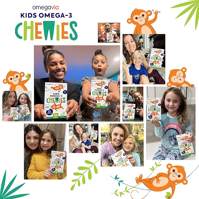 Omega 3 Gummies - Ultra-High DHA Chewable Gel Gummy - Omega 3 for Kids Supports Brain & Eye Health - Sugar-Free Natural Fruit Flavor - Kids Omega 3 Fish Oil Gummies (30 Count)