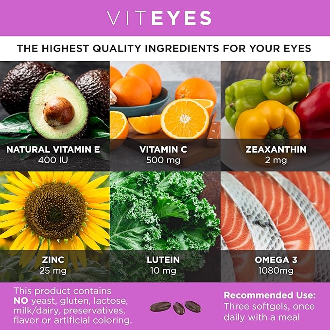 Viteyes AREDS 2 + Omega-3 Macular Support Softgels, Plus Triple Strength Omega-3 (650 mg EPA, 350 mg DHA) for Heart Health & Eye Health, Eye Vitamins, Vision Supplement, 270 Softgels